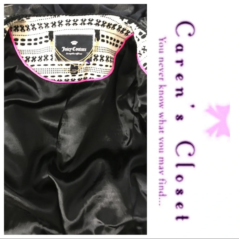 Juicy Couture Black & White Embroidered Cropped Bolero Blazer Jacket - Picture 5 of 8